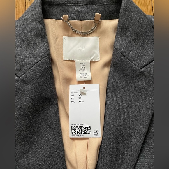 H&M single breasted blazer, dark grey, XS, NWT - Picture 4 of 5